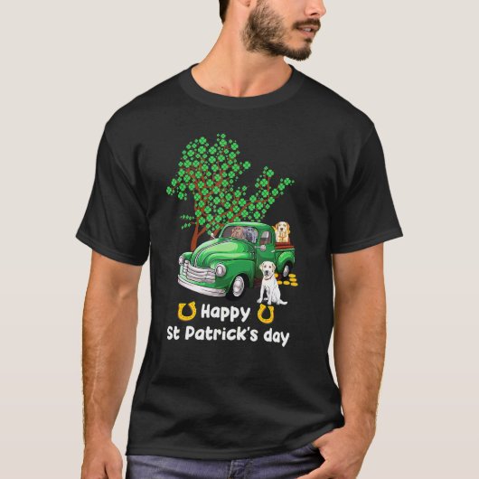 ラブラドールリトリバーSt patricks dayトラックシャムロック Tシャツ (正面)