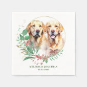 ラブラドールリトリモダンーバー植物性フローラ結婚ズ スタンダードカクテルナプキン (正面)