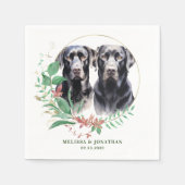 ラブラドールリトリモダンーバー植物性フローラ結婚ズ スタンダードカクテルナプキン (正面)