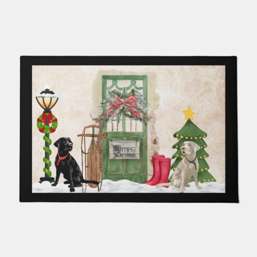 ラブラドールリトリーブクリスマスドアマット ドアマット (正面)