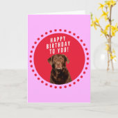 ラブラドールリトリーブドッグハッピーバースデーカード カード (黄色い花)