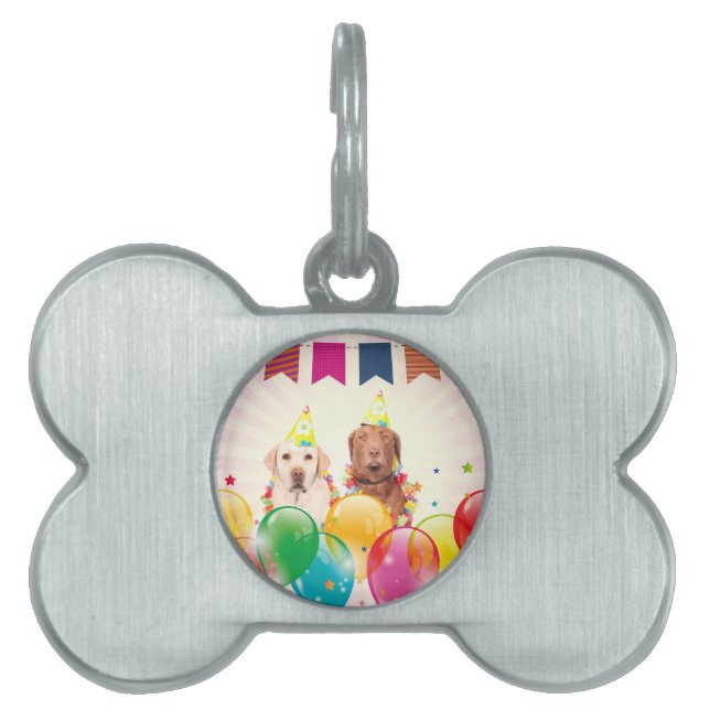 ラブラドールリトリーブドッグバルーン誕生日 ペットネームタグ (正面)