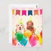 ラブラドールリトリーブドッグバルーン誕生日 ポストカード (正面/裏面)