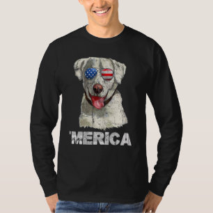 ラブラドールレトリエバーアメリカ合衆国国旗7月F4日 Tシャツ