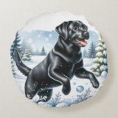 ラブラドールレトリエバーウィンターホリデードッグクリスマス ラウンドクッション (裏面)