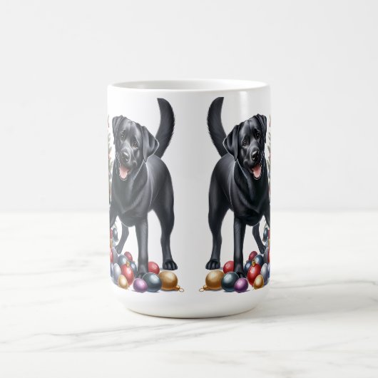 ラブラドールレトリエバークリスマスツリードッグ恋人 コーヒーマグカップ (中央)