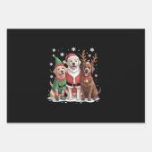 ラブラドールレトリエバークリスマスドッグスサンタトナカイ ラッピングペーパーシート (正面)