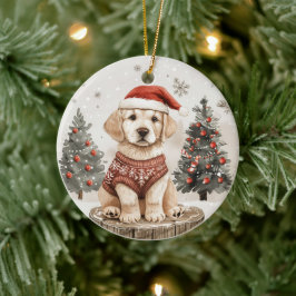 ラブラドールレトリエバークリスマスドッグ セラミックオーナメント