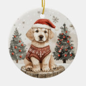 ラブラドールレトリエバークリスマスドッグ セラミックオーナメント (正面)