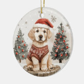 ラブラドールレトリエバークリスマスドッグ セラミックオーナメント (左)