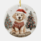 ラブラドールレトリエバークリスマスドッグ セラミックオーナメント (裏面)