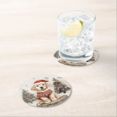 ラブラドールレトリエバークリスマスドッグ ラウンドペーパーコースター (インサイチュ)