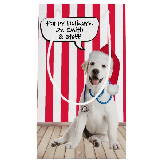 ラブラドールレトリエバークリスマスfor獣医 スモールペーパーバッグ (正面)