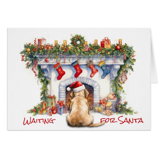 ラブラドールレトリエバーサンタウエイトクリスマス暖炉 (正面横)