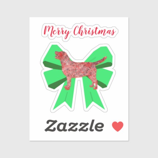 ラブラドールレトリエバーシルエットグリーンボウクリスマス シール (シート)