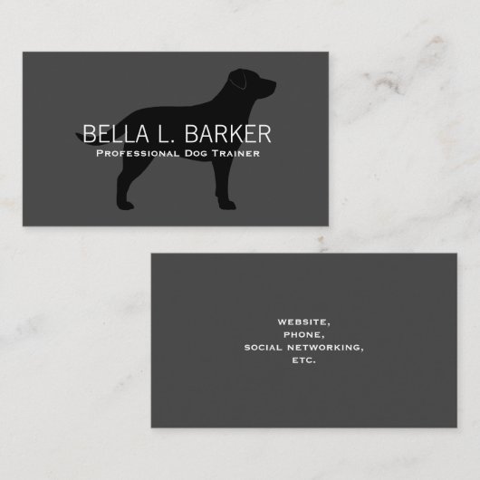ラブラドールレトリエバーシルエットブラックラボオングレー 名刺 (正面/裏面)
