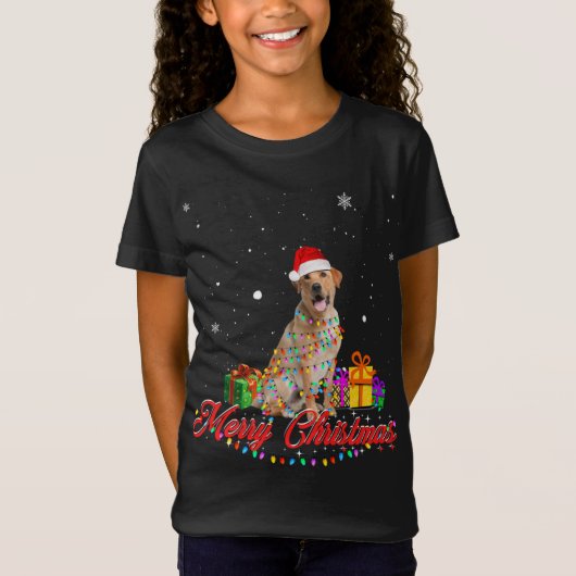 ラブラドールレトリエバードッグクリスマスサンタクリスマスL Tシャツ (正面)