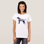 ラブラドールレトリエバードッグコロラドフラッグシルエット Tシャツ (正面フル)