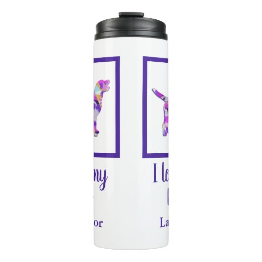 ラブラドールレトリエバードッグシルエットパープルPY&B タンブラー (正面)