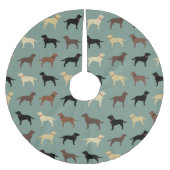 ラブラドールレトリエバードッグシルエット研究所クリスマス ブラッシュドポリエステルツリースカート (正面)