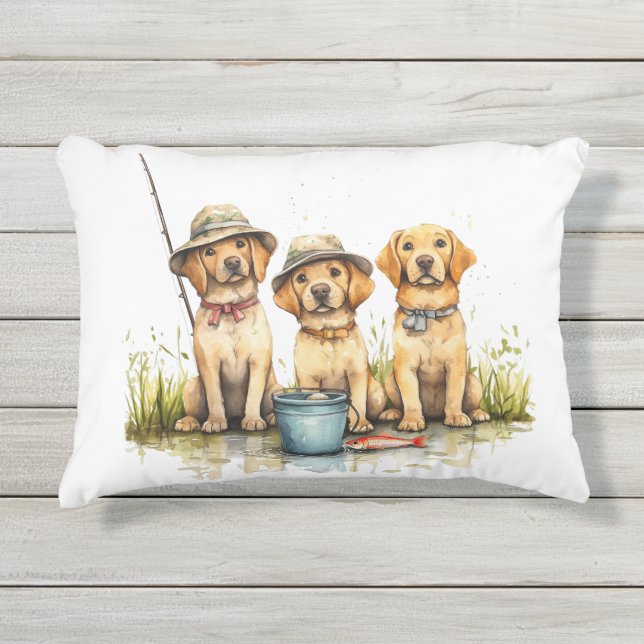 ラブラドールレトリエバードッグ魚釣り アウトドアクッション (正面)