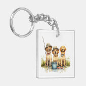 ラブラドールレトリエバードッグ魚釣り キーホルダー (正面左)