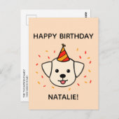 ラブラドールレトリエバードッグ |オレンジ色の誕生日挨拶 ポストカード (正面/裏面)