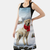 ラブラドールレトリエバードッグin雪のクリスマス エプロン (インサイチュ)