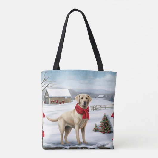 ラブラドールレトリエバードッグin雪のクリスマス トートバッグ (裏面)