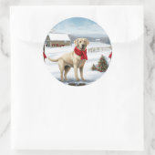 ラブラドールレトリエバードッグin雪のクリスマス ラウンドシール (バッグ)