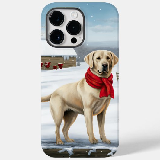 ラブラドールレトリエバードッグin雪のクリスマス Case-Mate iPhoneケース (裏面)