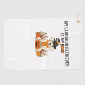 ラブラドールレトリエバーハロウィンドッおもしろいク不気味ブー ゴルフタオル (横)