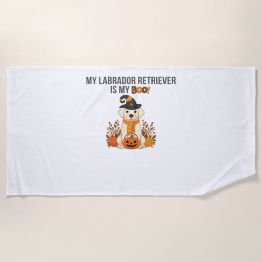 ラブラドールレトリエバーハロウィンドッおもしろいク不気味ブー ビーチタオル (正面)