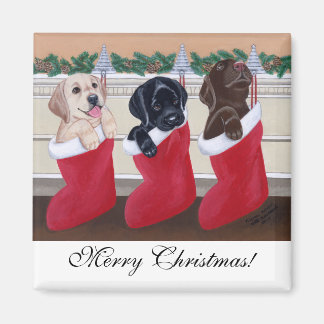 ラブラドールレトリエバーパピズクリスマス絵画ズ マグネット