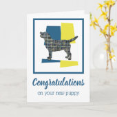 ラブラドールレトリエバーパピーおめでとう カード (黄色い花)