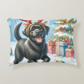 ラブラドールレトリエバーパピードッグクリスマスシーン アクセントクッション (正面)