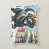 ラブラドールレトリエバーパピードッグクリスマスシーン アクセントクッション (正面(垂直))