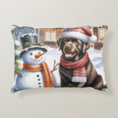 ラブラドールレトリエバーパピードッグラバークリスマスクリスマス アクセントクッション (正面)
