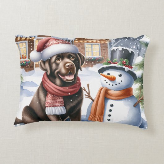 ラブラドールレトリエバーパピードッグラバークリスマスクリスマス アクセントクッション (裏面)