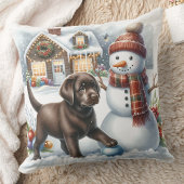 ラブラドールレトリエバーパピードッグ雪だるまクリスマス クッション