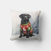 ラブラドールレトリエバーパピーホリデーセータードッグ クッション (正面)