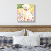 ラブラドールレトリエバーパピー | 実験犬かわいい水色 キャンバスプリント (インサイチュ (寝室))