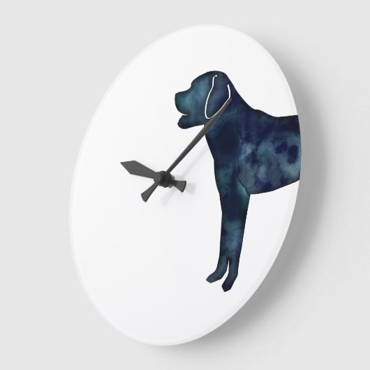 ラブラドールレトリエバーブラックウォーターカラーシルエット ラージ壁時計 (傾斜)