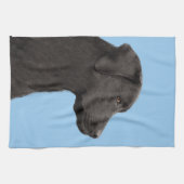 ラブラドールレトリエバーブラック絵画ズオリジナルドッグアート キッチンタオル (横)