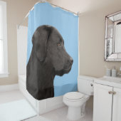 ラブラドールレトリエバーブラック絵画ズオリジナルドッグアート シャワーカーテン (インサイチュ)