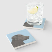 ラブラドールレトリエバーブラック絵画ズオリジナルドッグアート ストーンコースター (横)