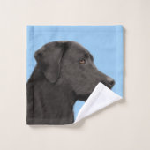 ラブラドールレトリエバーブラック絵画ズオリジナルドッグアート バスタオルセット (ウォッシュタオル)