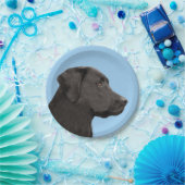 ラブラドールレトリエバーブラック絵画ズオリジナルドッグアート ペーパープレート (パーティー)