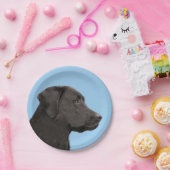 ラブラドールレトリエバーブラック絵画ズオリジナルドッグアート ペーパープレート (パーティー)