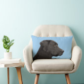 ラブラドールレトリエバーブラック絵画ズオリジナルドッグアート ランバークッション (椅子)